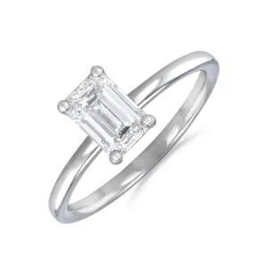 0-25ct Sofia Emerald Cut Diamond Solitaire Engagement Ring | 18ct White Gold