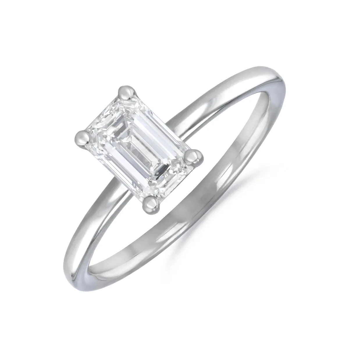 0-25ct Sofia Emerald Cut Diamond Solitaire Engagement Ring | 18ct White Gold