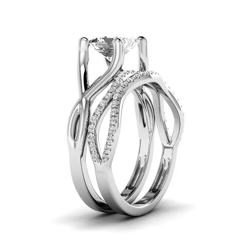 0.70-3.20 CT Round & Princess Cut Diamonds - Bridal Set