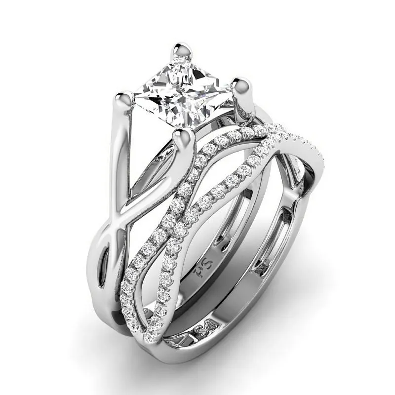 0.70-3.20 CT Round & Princess Cut Diamonds - Bridal Set
