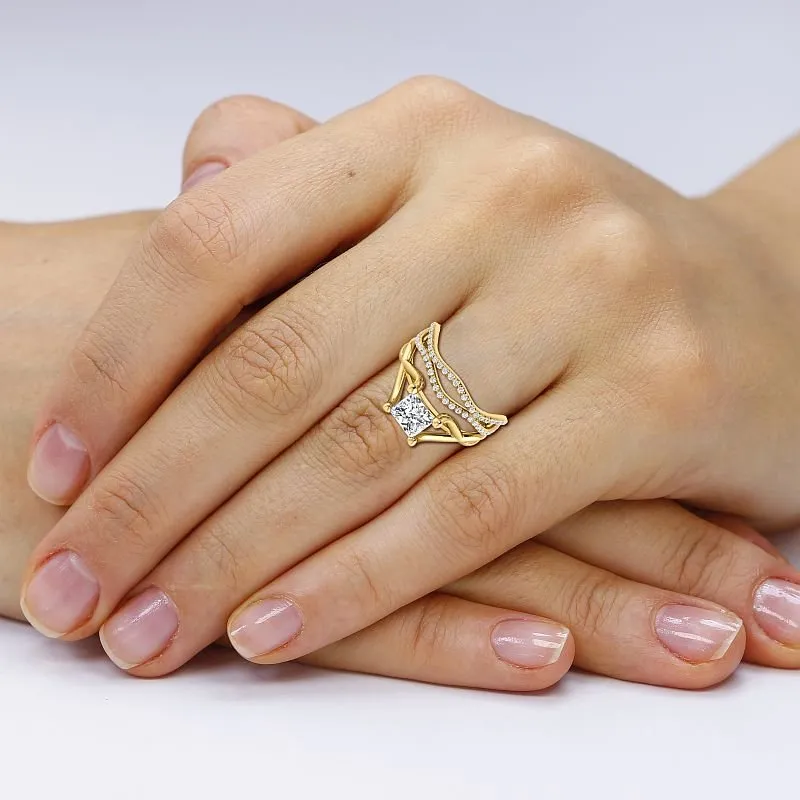 0.70-3.20 CT Round & Princess Cut Diamonds - Bridal Set