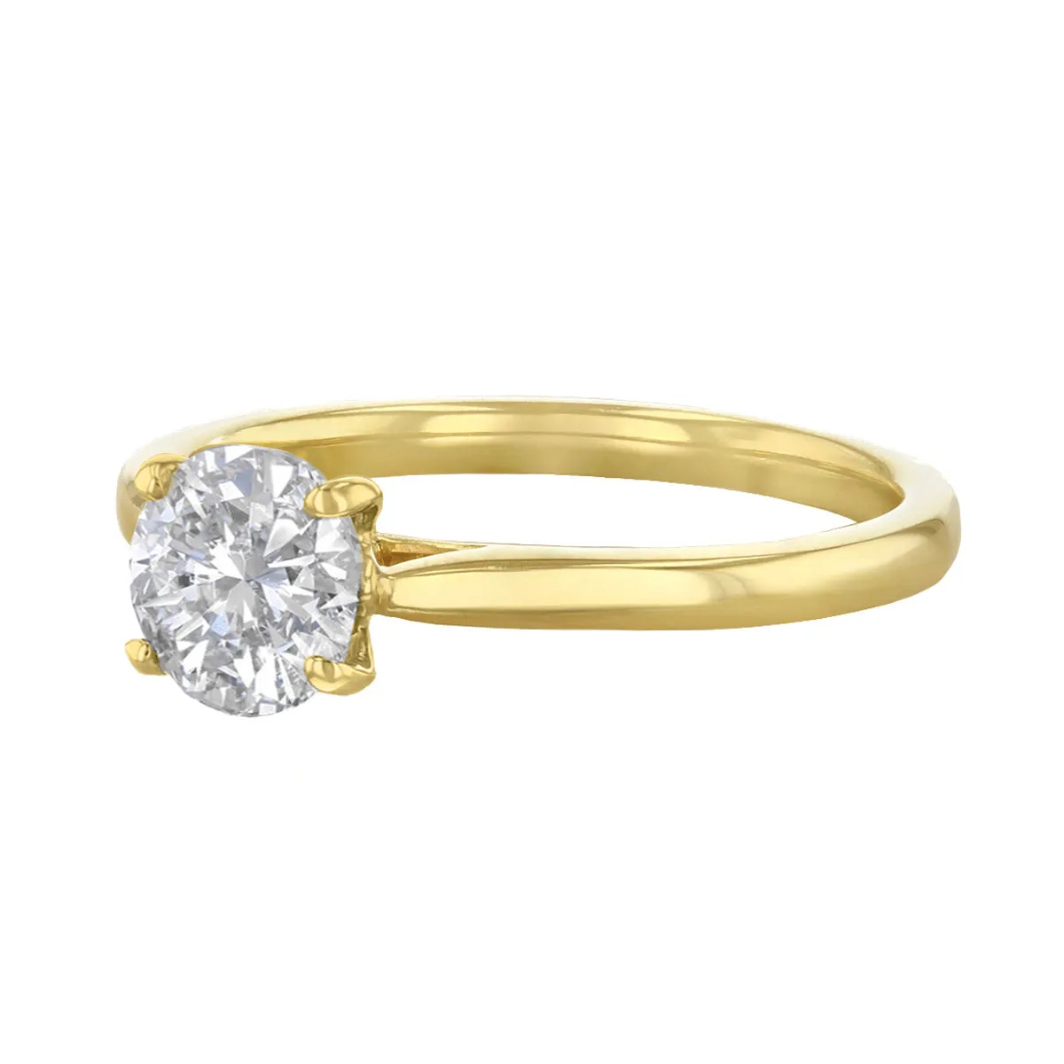 1-20ct Poppy Plain Round Brilliant Cut Diamond Solitaire Engagement Ring | 18ct-Yellow-Gold