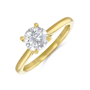 1-20ct Poppy Plain Round Brilliant Cut Diamond Solitaire Engagement Ring | 18ct-Yellow-Gold