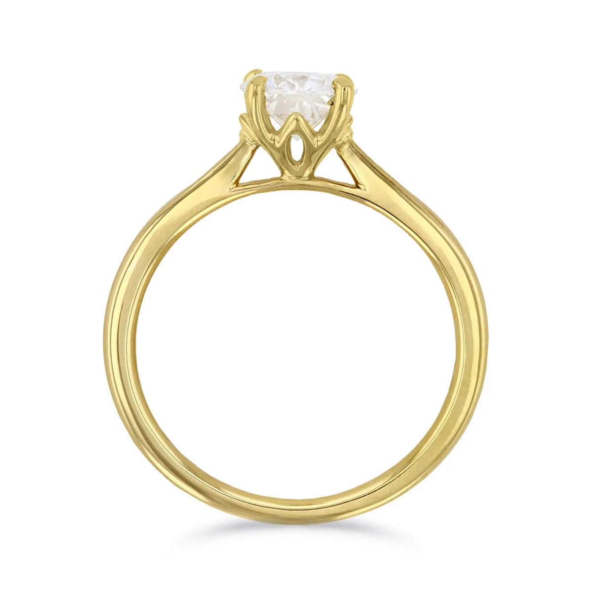 1-20ct Poppy Plain Round Brilliant Cut Diamond Solitaire Engagement Ring | 18ct-Yellow-Gold