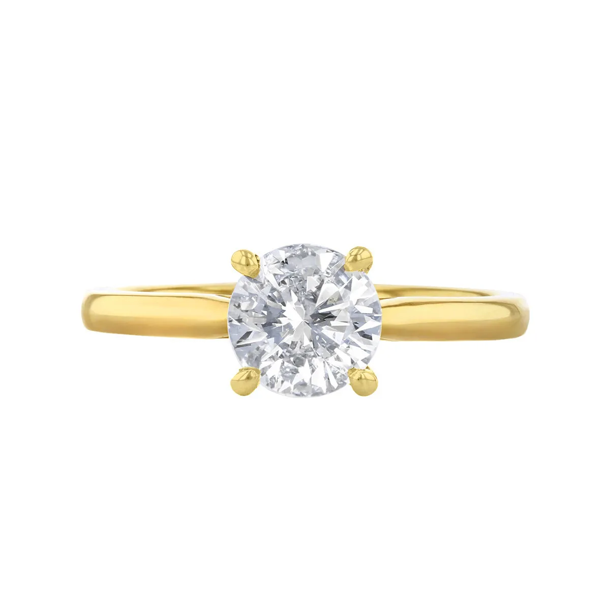 1-20ct Poppy Plain Round Brilliant Cut Diamond Solitaire Engagement Ring | 18ct-Yellow-Gold