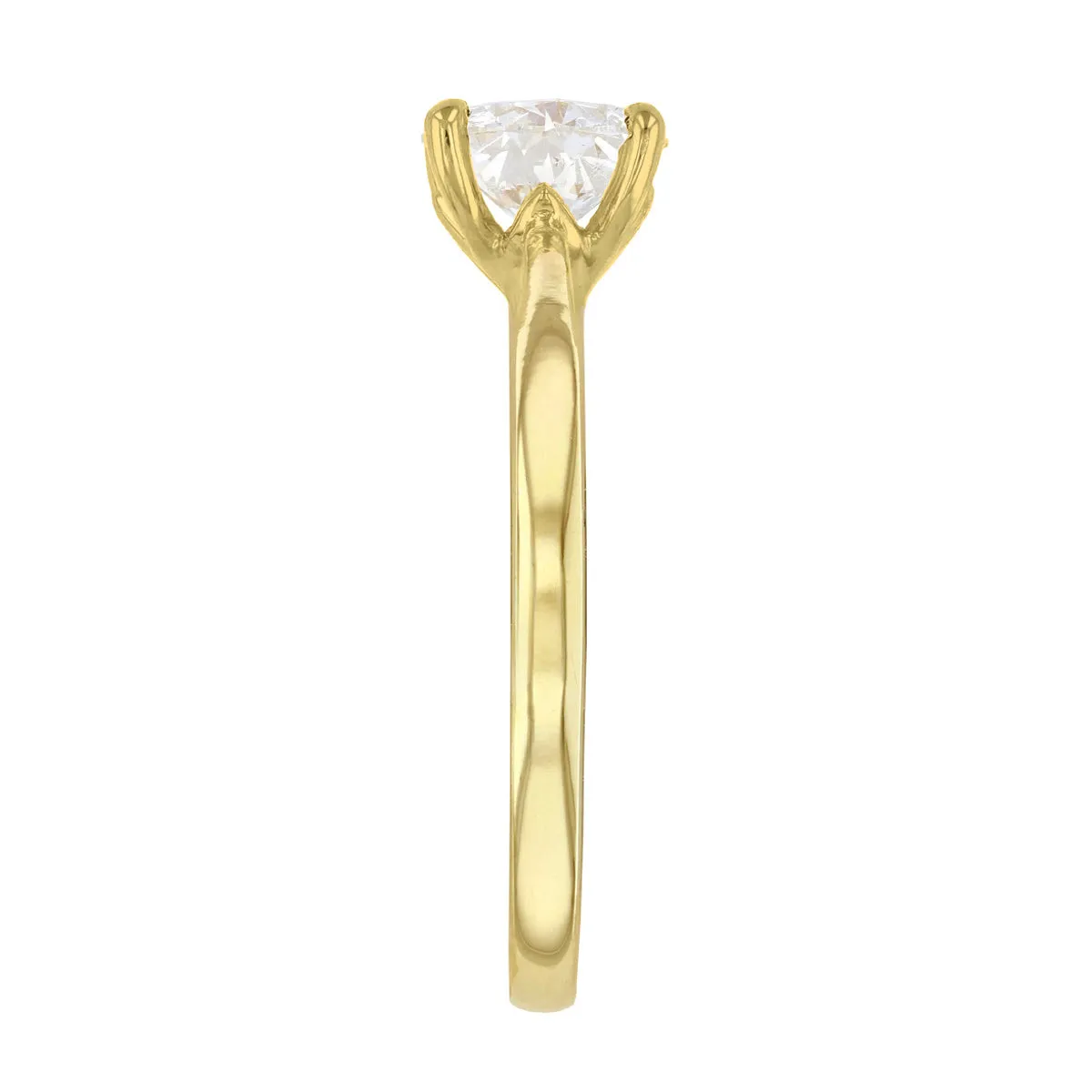 1-20ct Poppy Plain Round Brilliant Cut Diamond Solitaire Engagement Ring | 18ct-Yellow-Gold