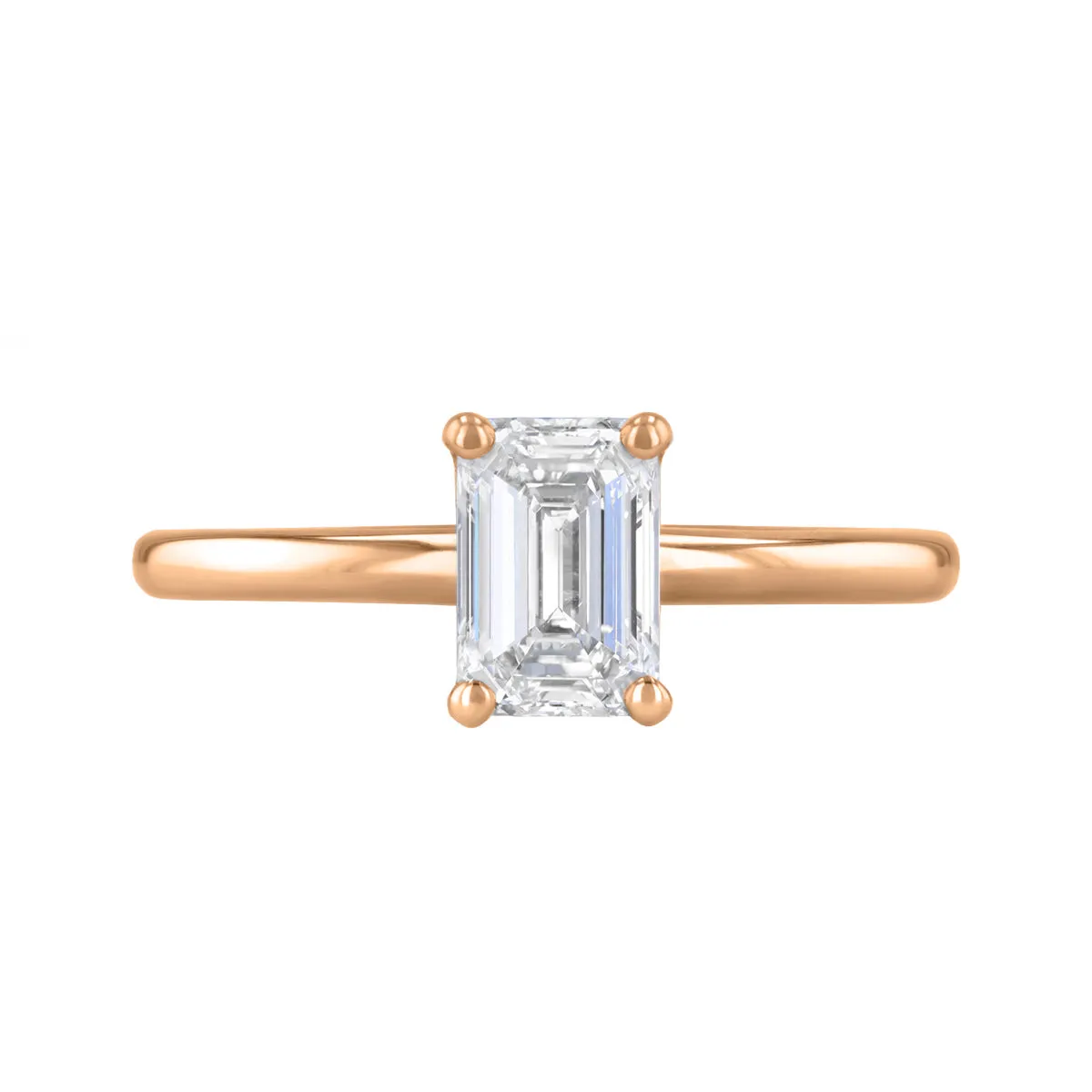 1-20ct Sofia Emerald Cut Diamond Solitaire Engagement Ring | 18ct Rose Gold