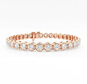 10.00 Carat tw Beautiful Rose Gold Round Brilliant Cut Shiny Diamond Ladies Tennis Bracelet.Secure Double Clasp.
