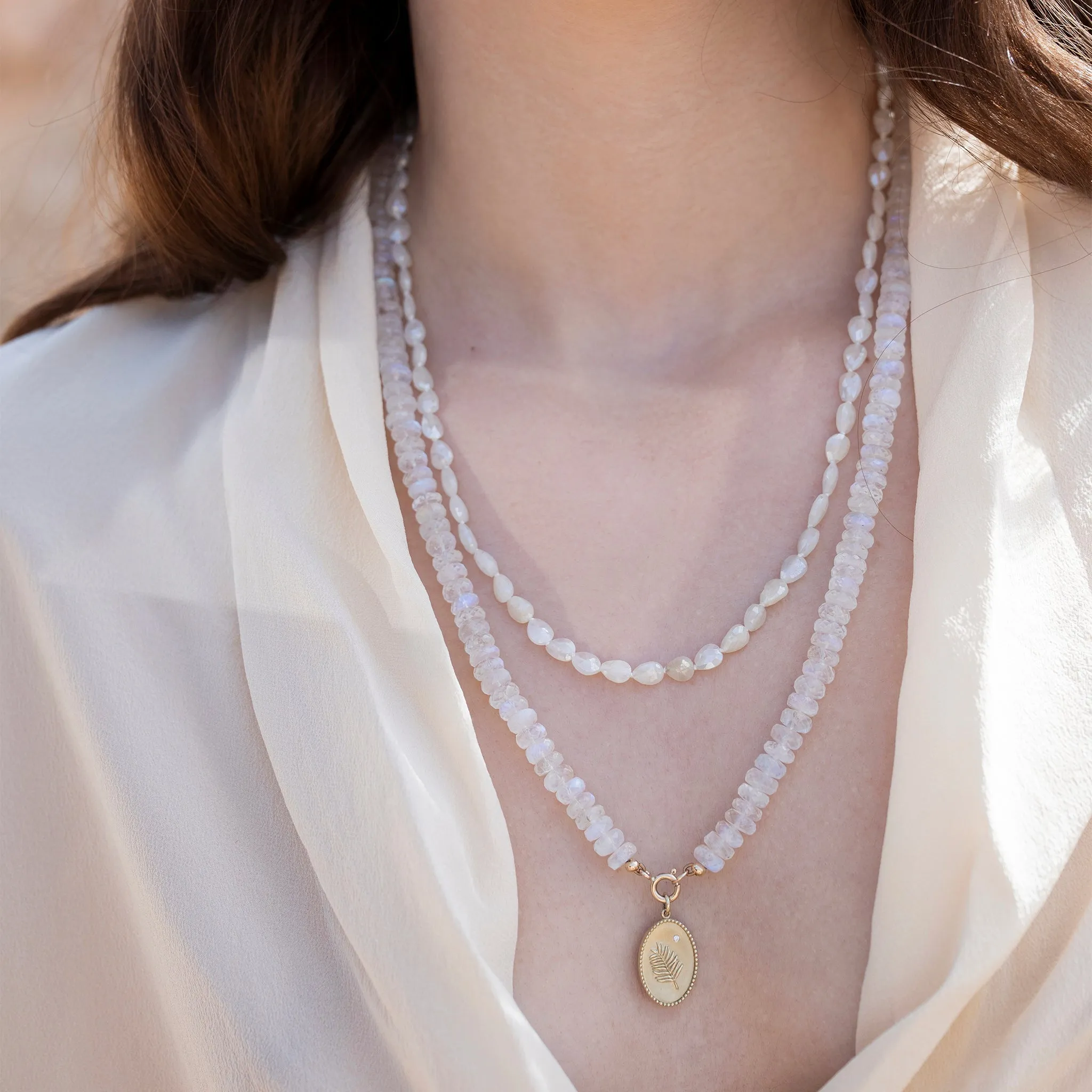 10K Gold Medium "Palm Leaf" Necklace with Diamond Detail