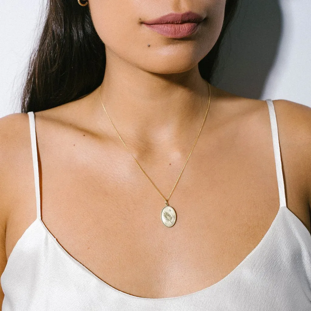 10K Gold Medium "Palm Leaf" Necklace with Diamond Detail