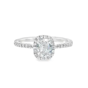14K White Cushion Diamond 0.53Ct Halo Engagement Ring