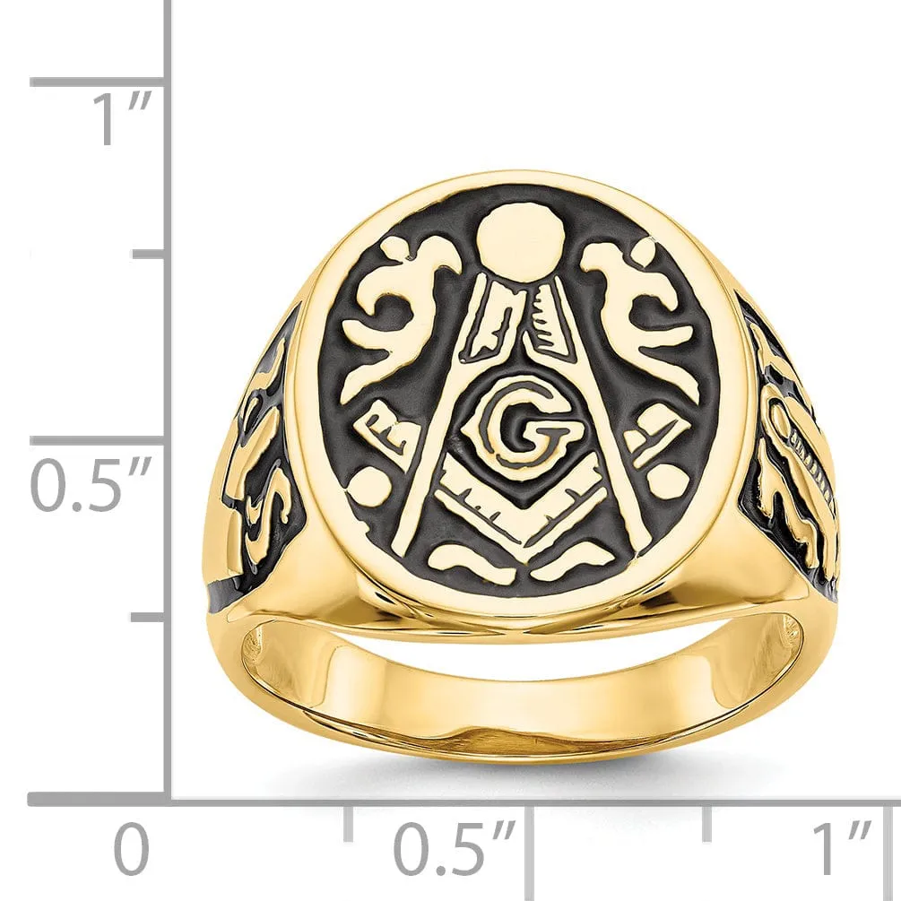 14k Yellow Gold Men's Masonic Ring