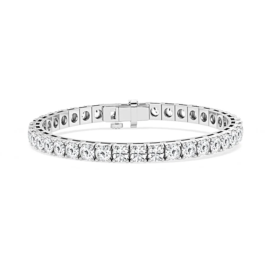 15.00 Carat tw Beautiful White Gold Round Brilliant Cut Shiny Diamond Ladies Tennis Bracelet.Secure Double Clasp.