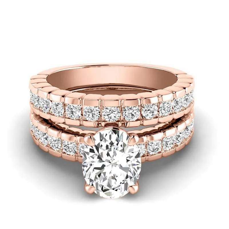 1.65-4.15 CT Round & Oval Cut Lab Grown Diamonds - Bridal Set