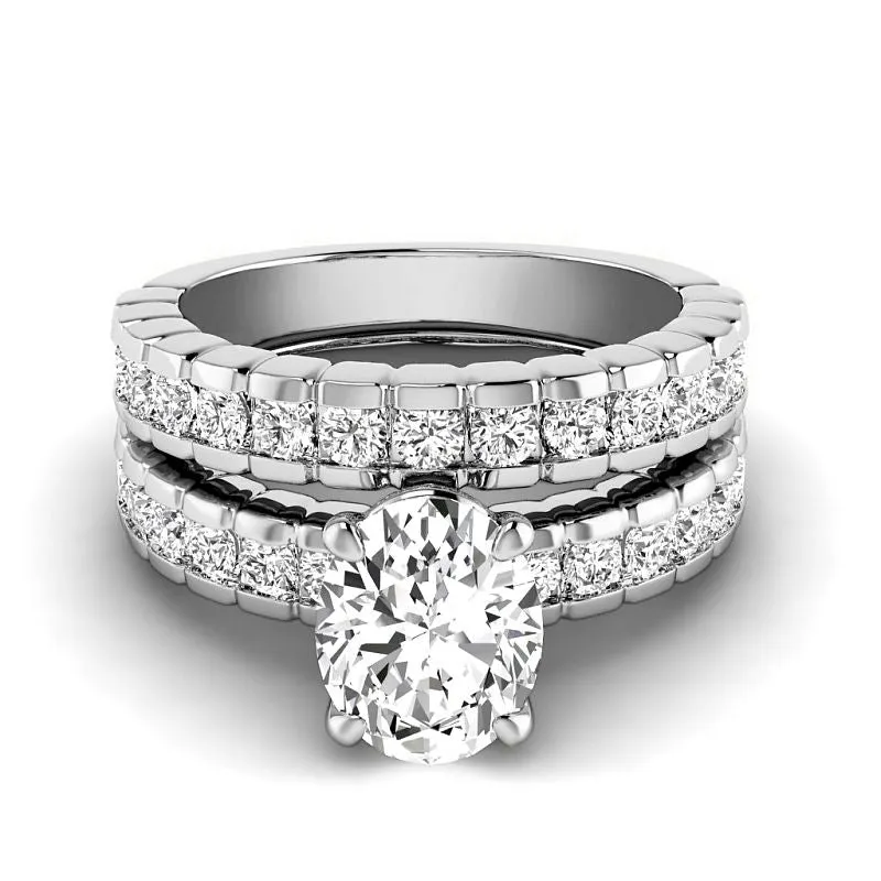 1.65-4.15 CT Round & Oval Cut Lab Grown Diamonds - Bridal Set
