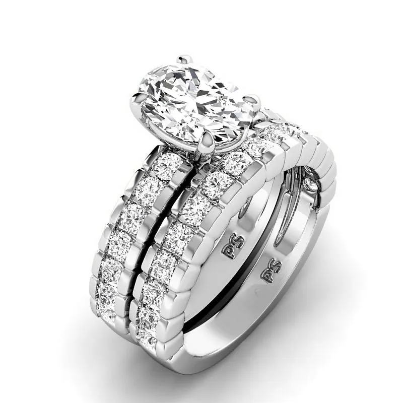 1.65-4.15 CT Round & Oval Cut Lab Grown Diamonds - Bridal Set