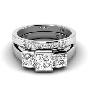 1.80-4.30 CT Princess Cut Lab Grown Diamonds - Bridal Set