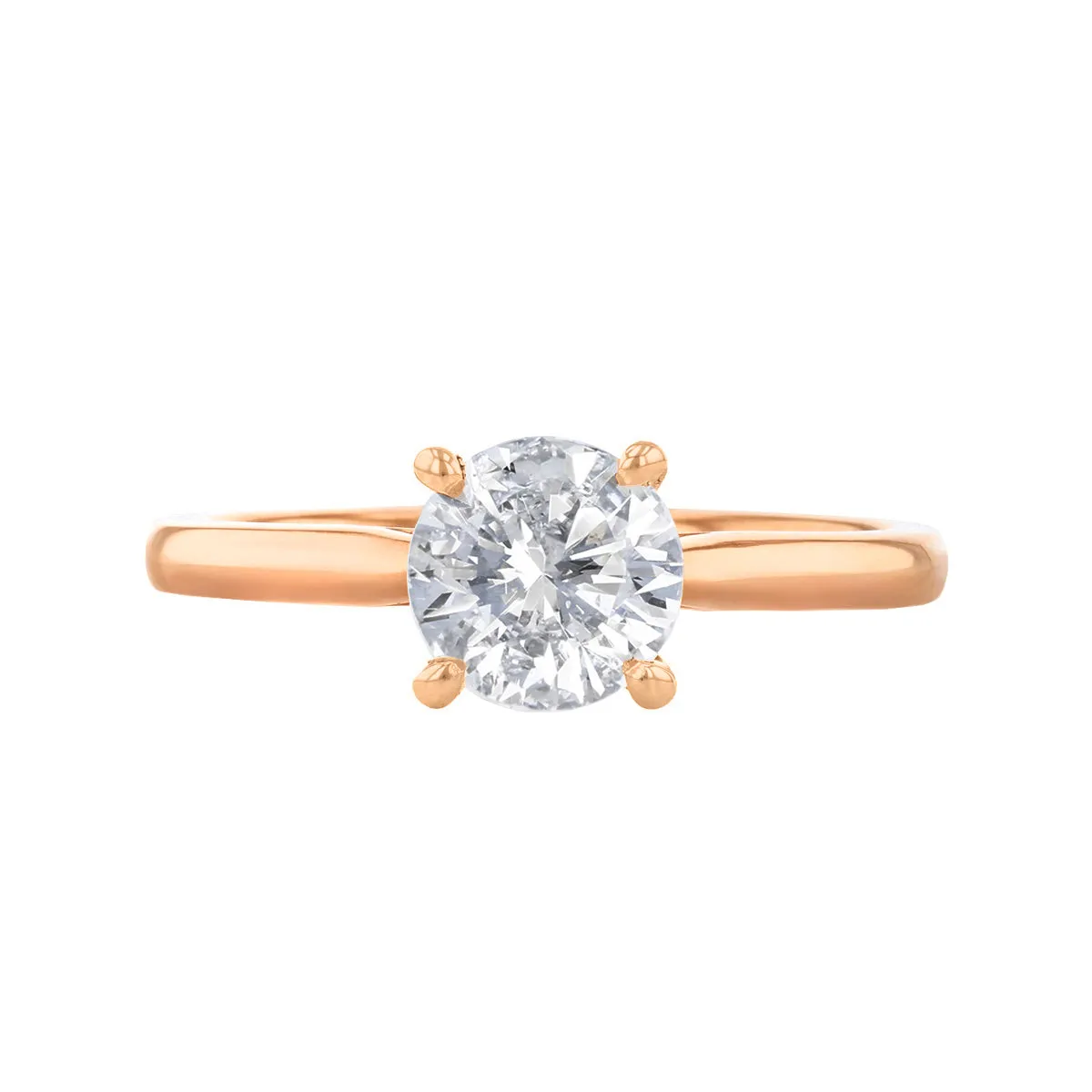 2-00ct Poppy Plain Round Brilliant Cut Diamond Solitaire Engagement Ring | 18ct-Rose-Gold