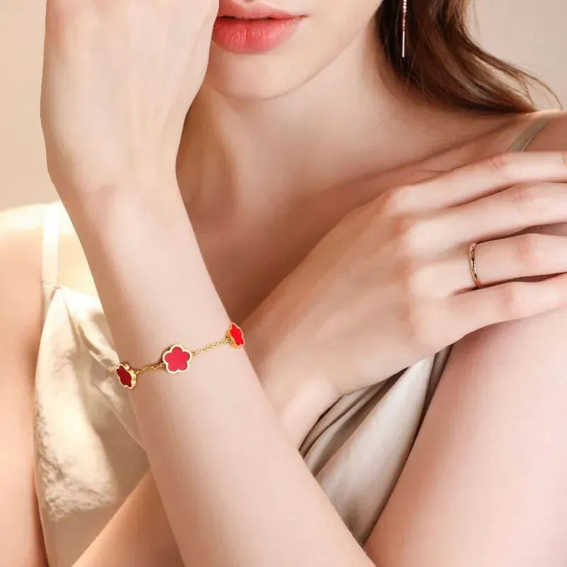 2 or 3Pc 18K Gold Plated Elegant Flower Design Stainless Steel Necklace, Earrings And Bracelet for Women