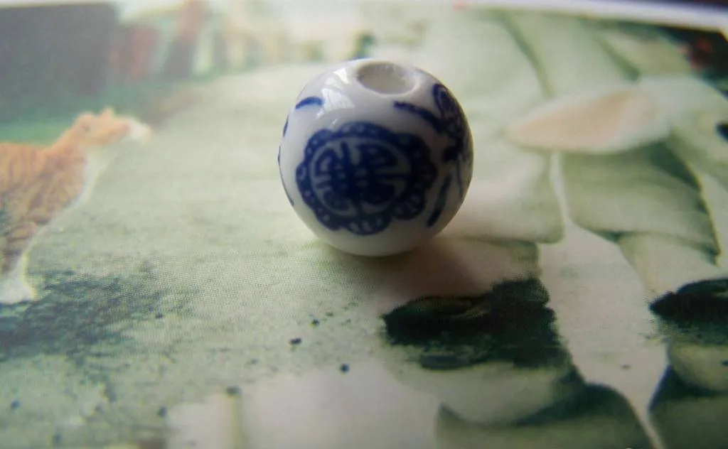 20 pcs Chinese Blue Ceramic Round Beads 10mm  A1864