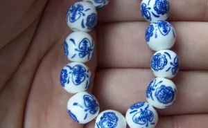 20 pcs Chinese Blue Ceramic Round Beads 10mm  A1864