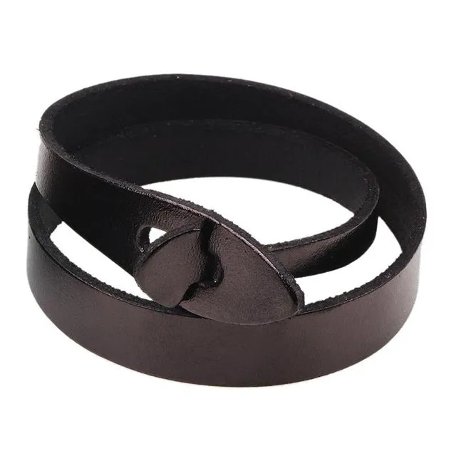 2018 New Handmade Unisex Leather Bracelet Adjustable Multilayer Bead Bracelet Men/Women Bohemian Vintage Leather Charm Bracelet