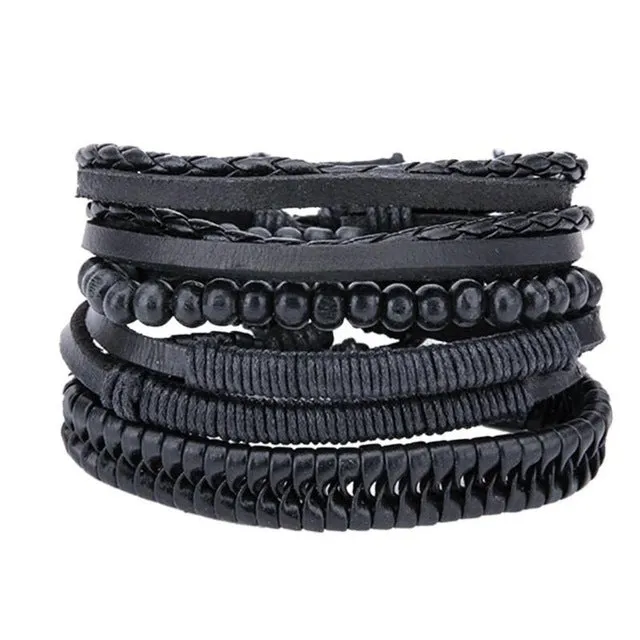 2018 New Handmade Unisex Leather Bracelet Adjustable Multilayer Bead Bracelet Men/Women Bohemian Vintage Leather Charm Bracelet