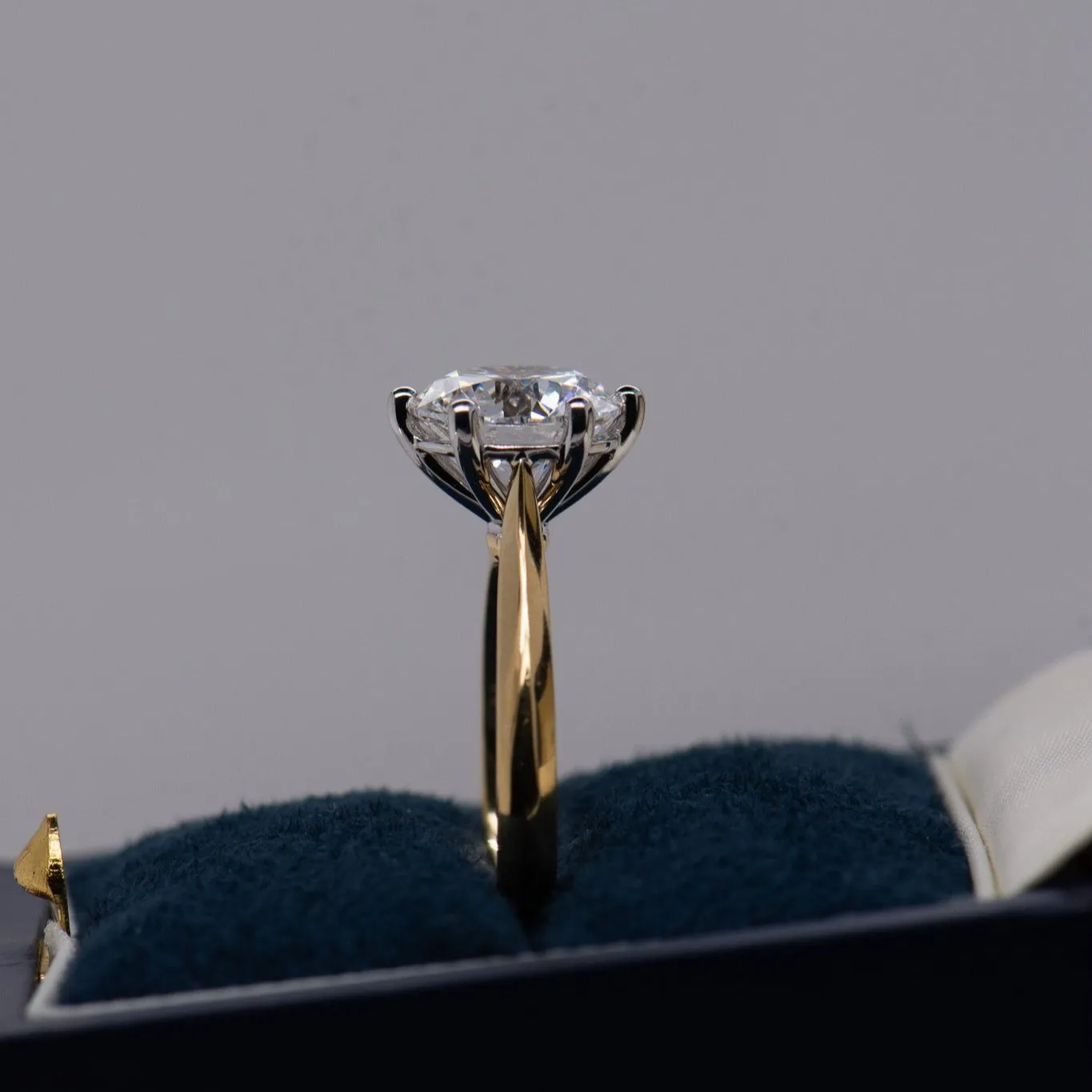 3.01ct Dawn | Round Cut Engagement Ring Yellow and White Gold | R2W