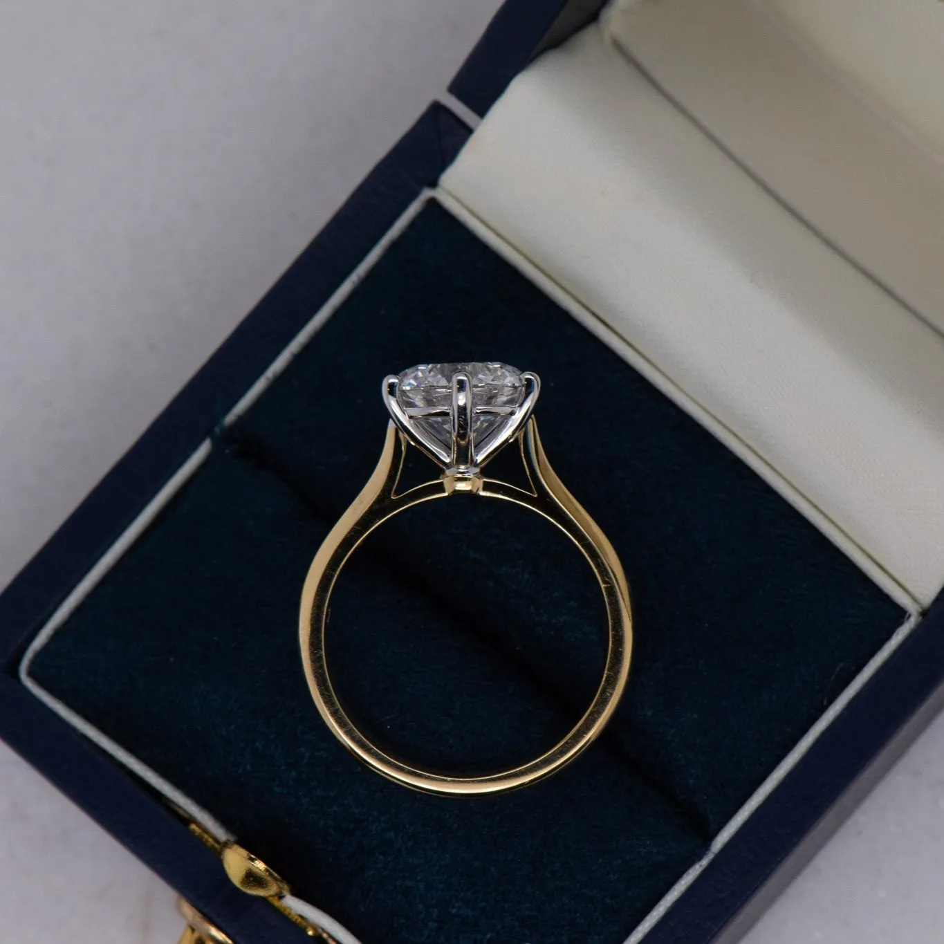 3.01ct Dawn | Round Cut Engagement Ring Yellow and White Gold | R2W
