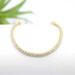 3.5mm Tennis Bracelet 18K Gold Plated Sterling Silver