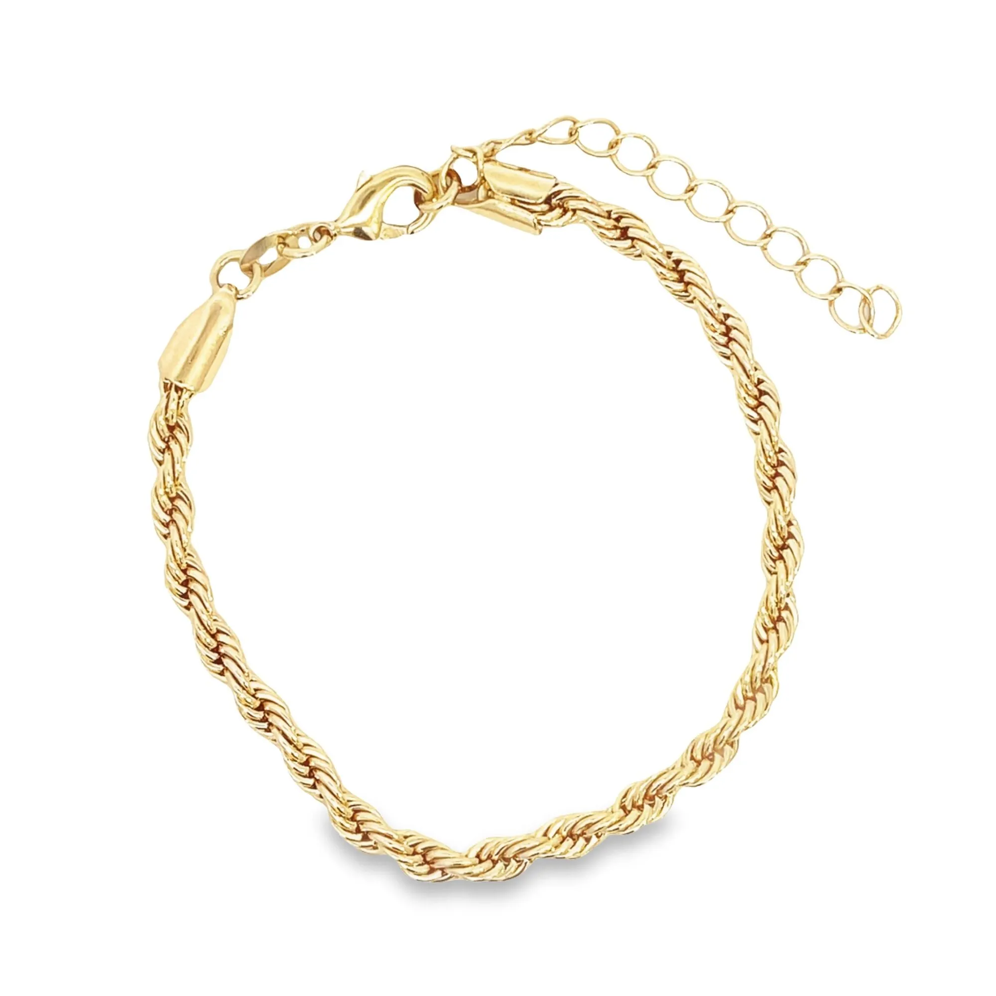 3mm Gold Rope Chain Bracelet (I42)