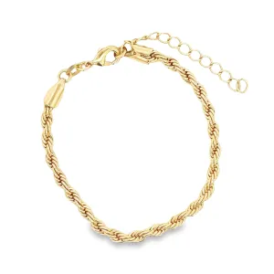 3mm Gold Rope Chain Bracelet (I42)