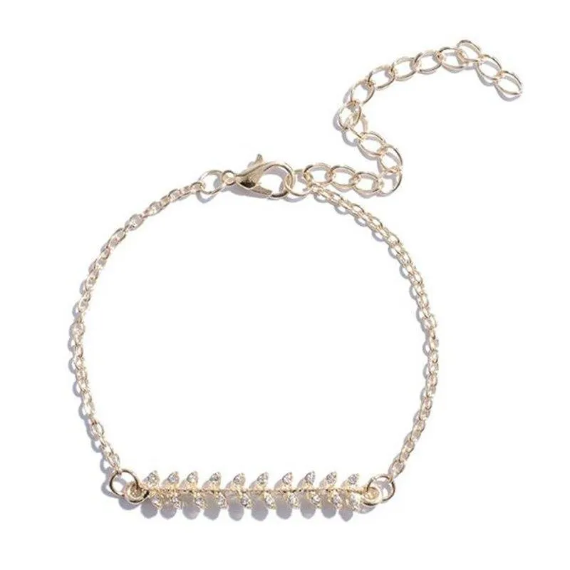 5Pcs/set Bohemian Gold Color Moon Leaf Crystal Open Bracelet Set For