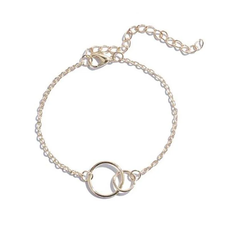5Pcs/set Bohemian Gold Color Moon Leaf Crystal Open Bracelet Set For