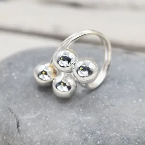 925 Silver open statement ball ring