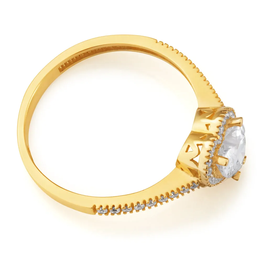 9ct Yellow Gold Zirconia Heart Ring