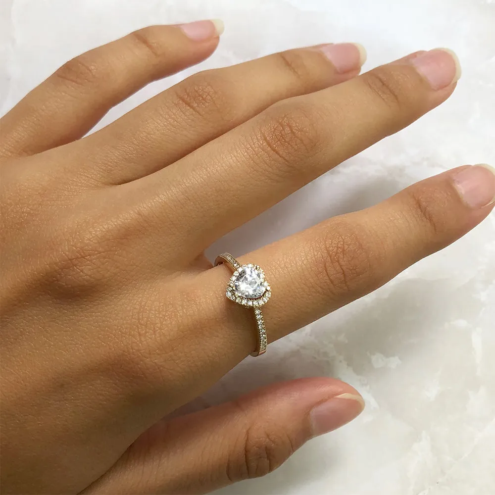 9ct Yellow Gold Zirconia Heart Ring