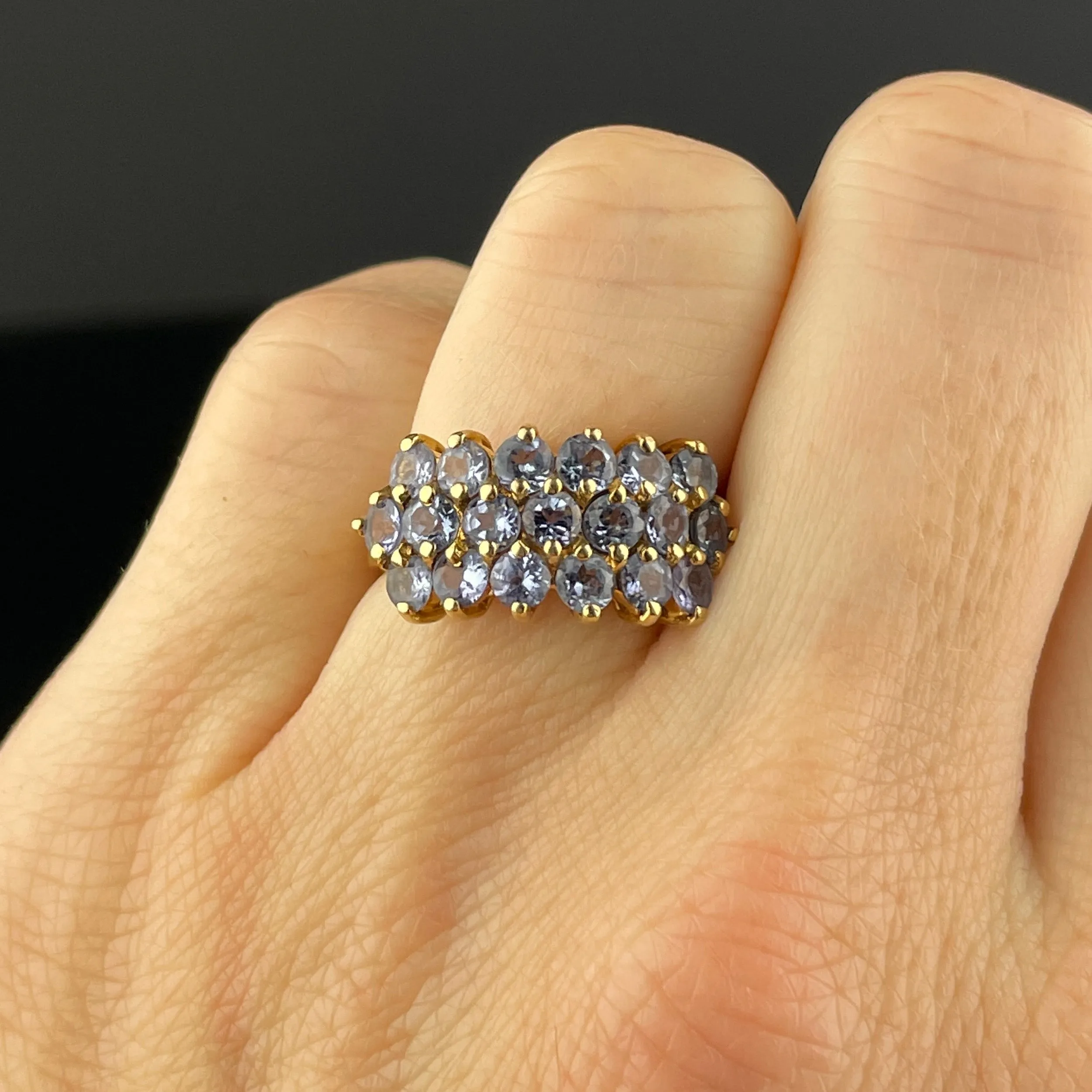 Art Deco 10K Gold Tanzanite Half Eternity Stacking Ring, Sz 5 1/2