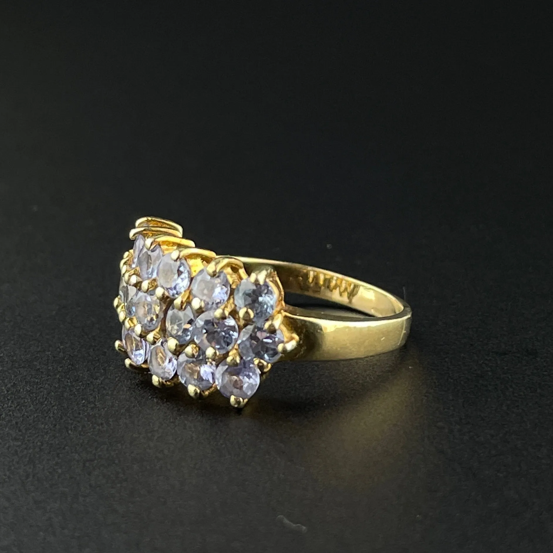 Art Deco 10K Gold Tanzanite Half Eternity Stacking Ring, Sz 5 1/2