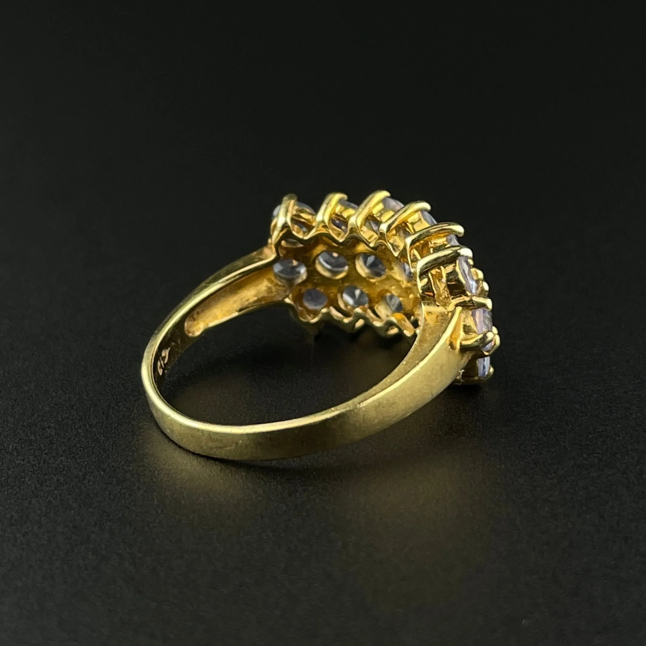 Art Deco 10K Gold Tanzanite Half Eternity Stacking Ring, Sz 5 1/2