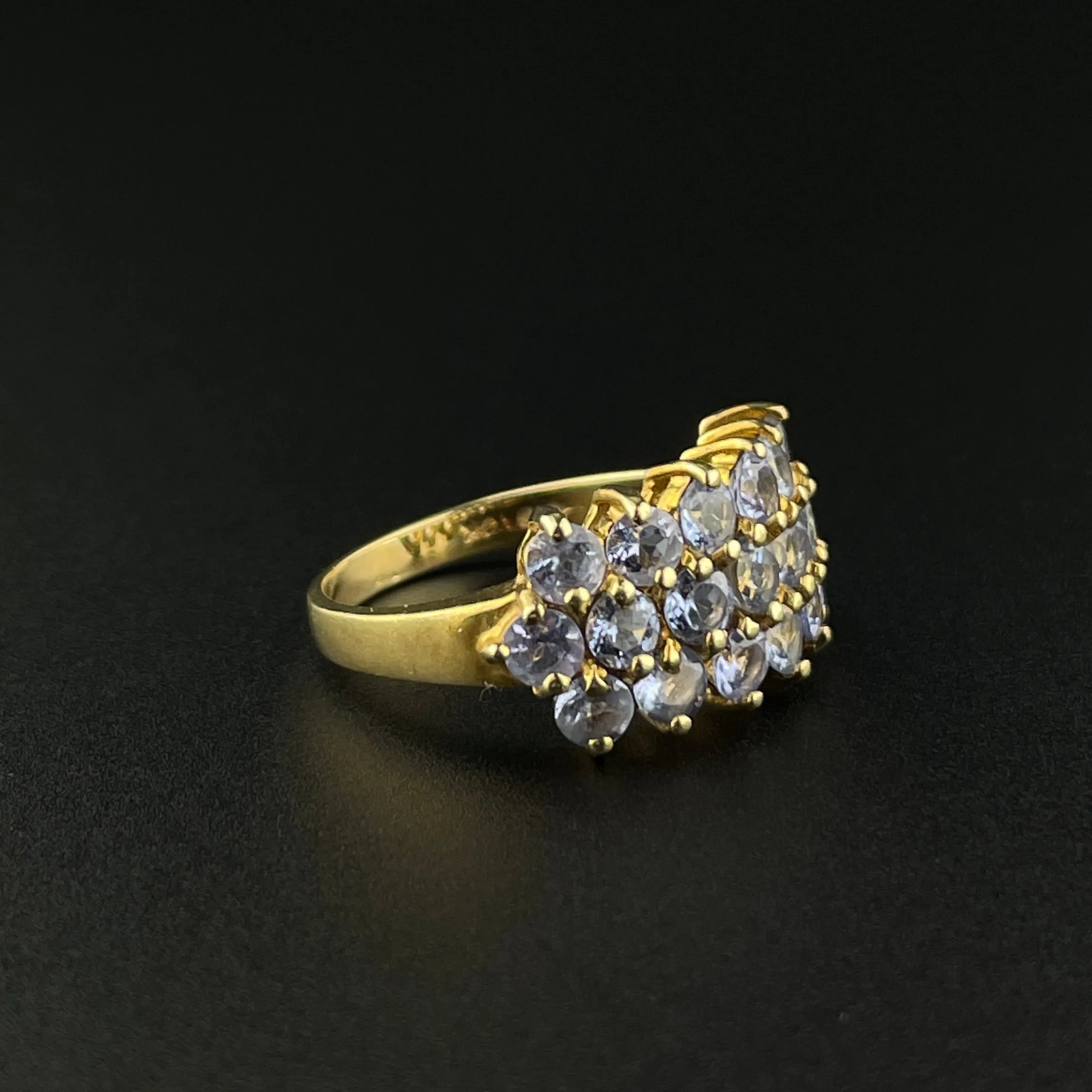 Art Deco 10K Gold Tanzanite Half Eternity Stacking Ring, Sz 5 1/2