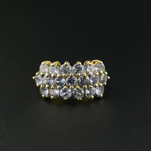 Art Deco 10K Gold Tanzanite Half Eternity Stacking Ring, Sz 5 1/2