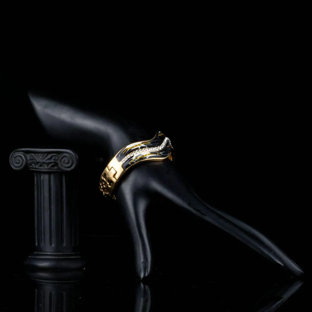 Artistic Black Wave Bangle -KBQ0081