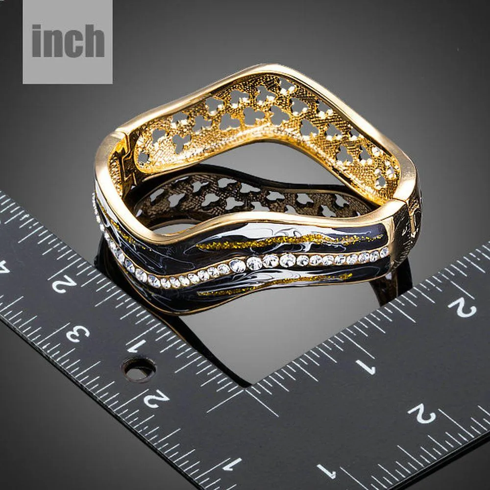 Artistic Black Wave Bangle -KBQ0081