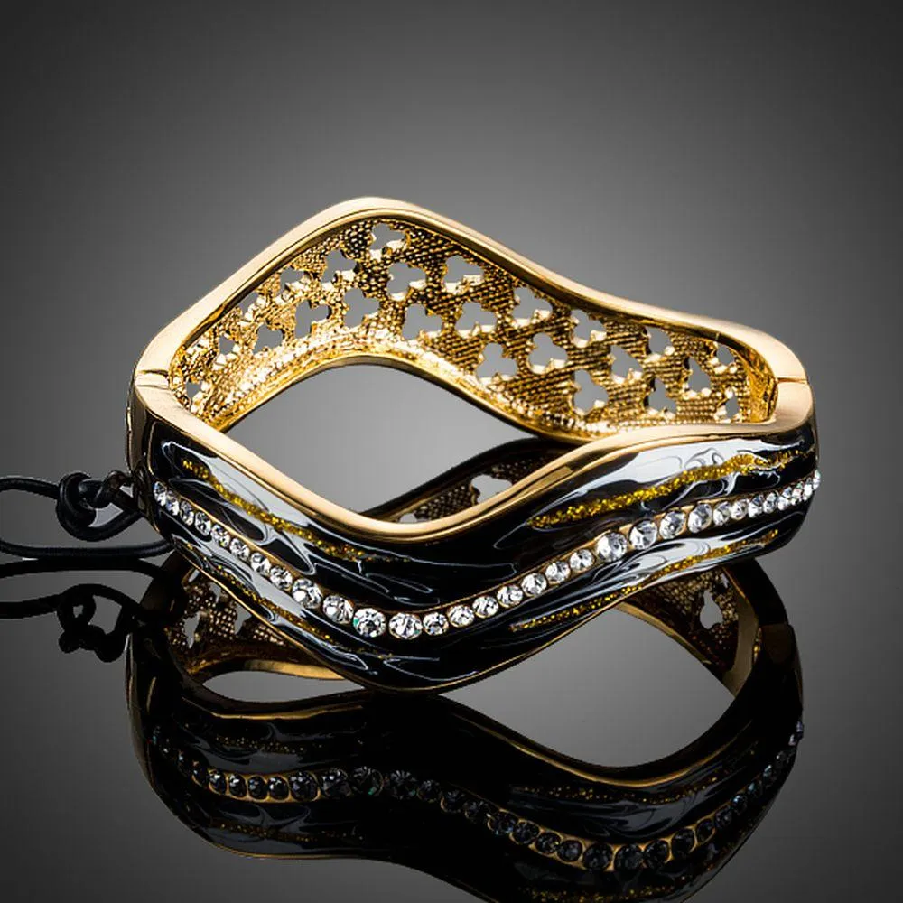 Artistic Black Wave Bangle -KBQ0081