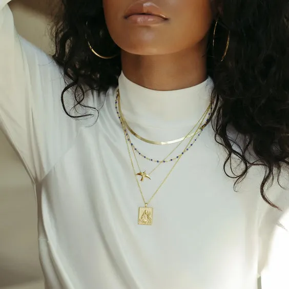 Awe Inspired Mother Mary Tablet Necklace in Gold