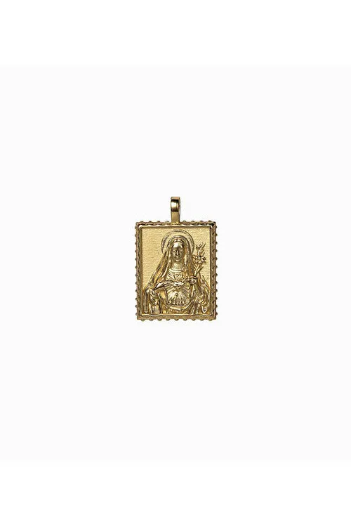 Awe Inspired Mother Mary Tablet Necklace in Gold