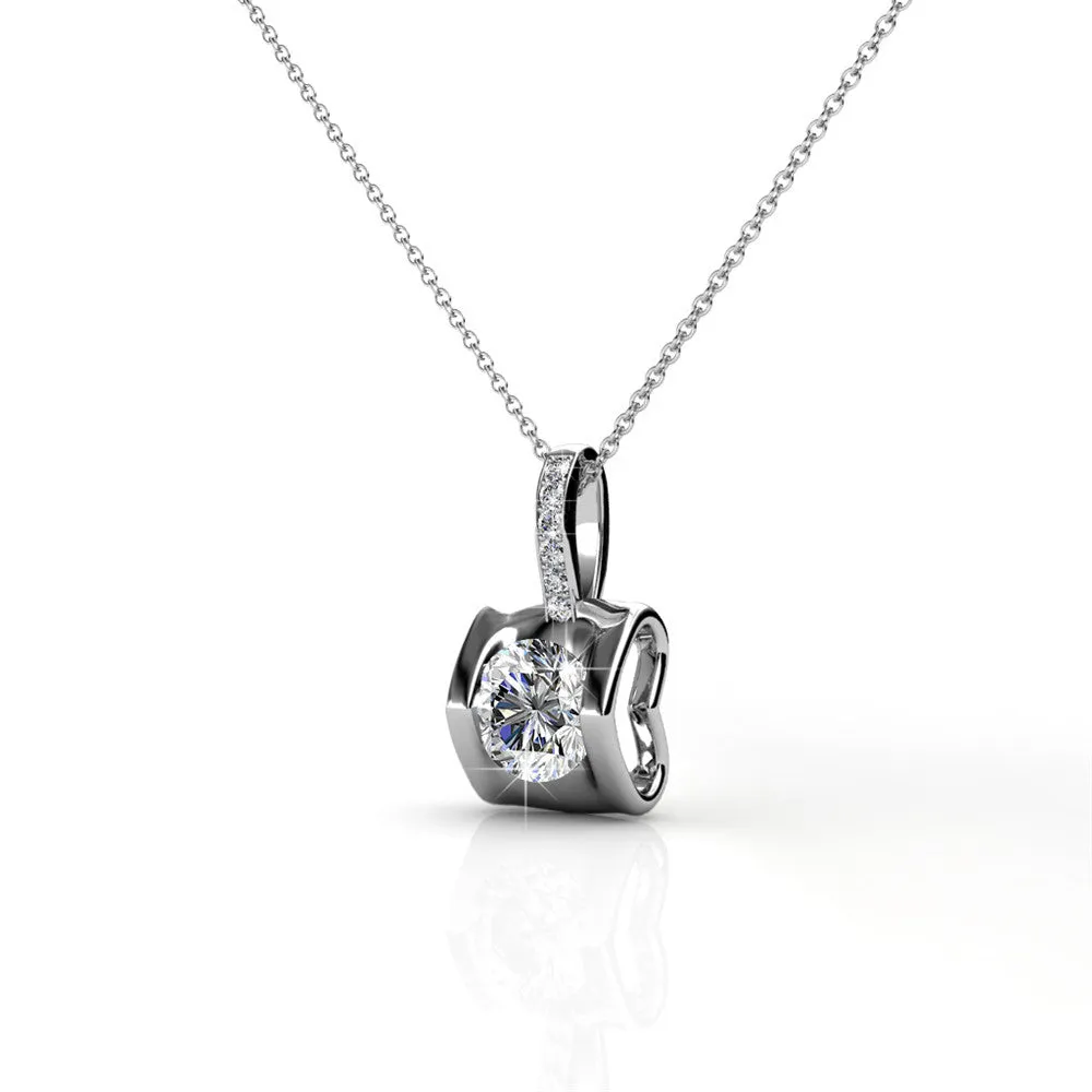 Billie 18k White Gold Pendant Necklace with Round Cut Swarovski Crystals