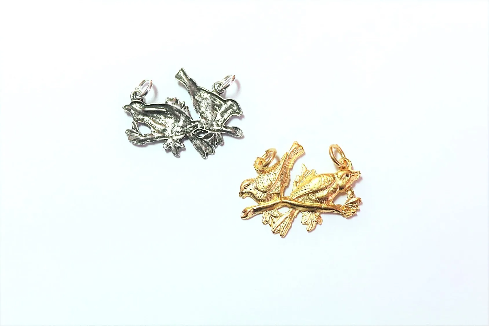 Bird Charm, Bird Pendant, Charm Hanger, Silver Hanger, Gold Pendant, Gold Charm, Charm Bracelet, Britannium,  Nature Charm, Sparrow
