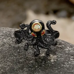 Black Octopus Brass Ring